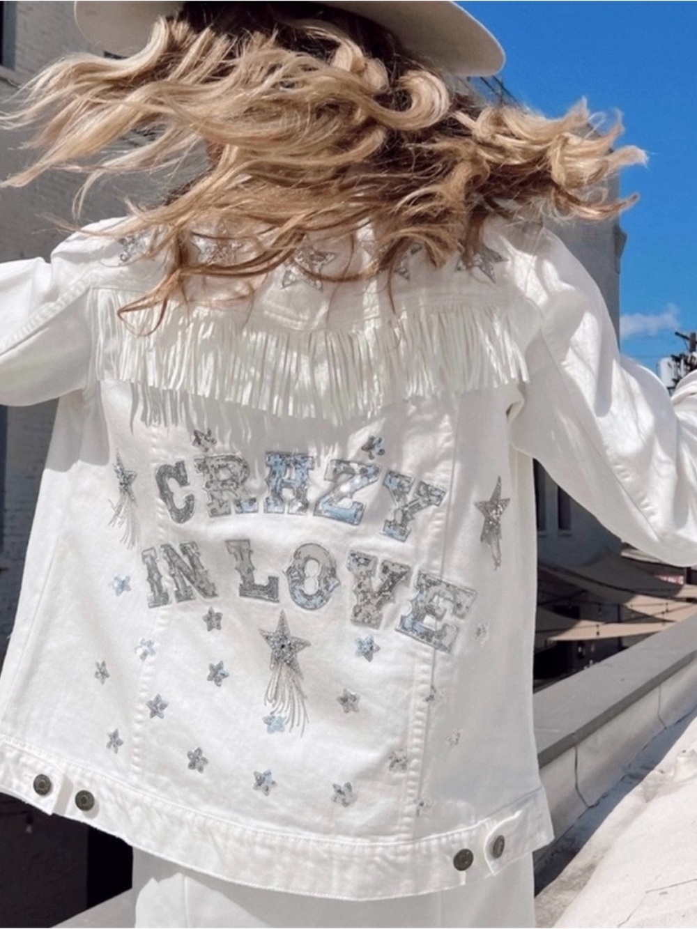 Show Me Your MuMu White Jacket with Silver Star Trim
